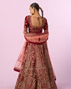 Mohey Women Regal Maroon Velvet Bridal Lehenga