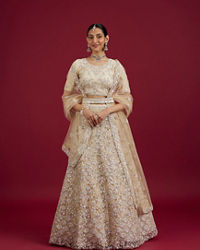Mohey Women Cream Enchantment Lehenga