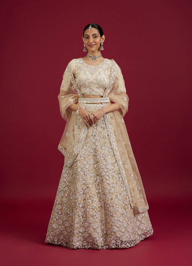 Mohey Women Cream Enchantment Lehenga