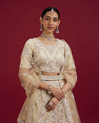 Mohey Women Cream Enchantment Lehenga