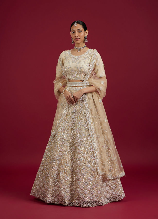 Mohey Women Cream Enchantment Lehenga