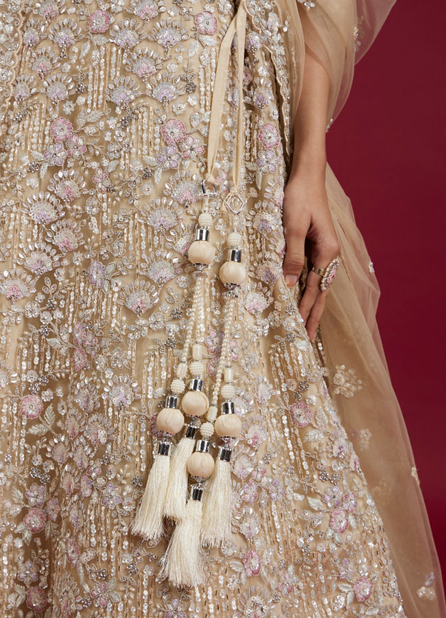 Mohey Women Cream Enchantment Lehenga