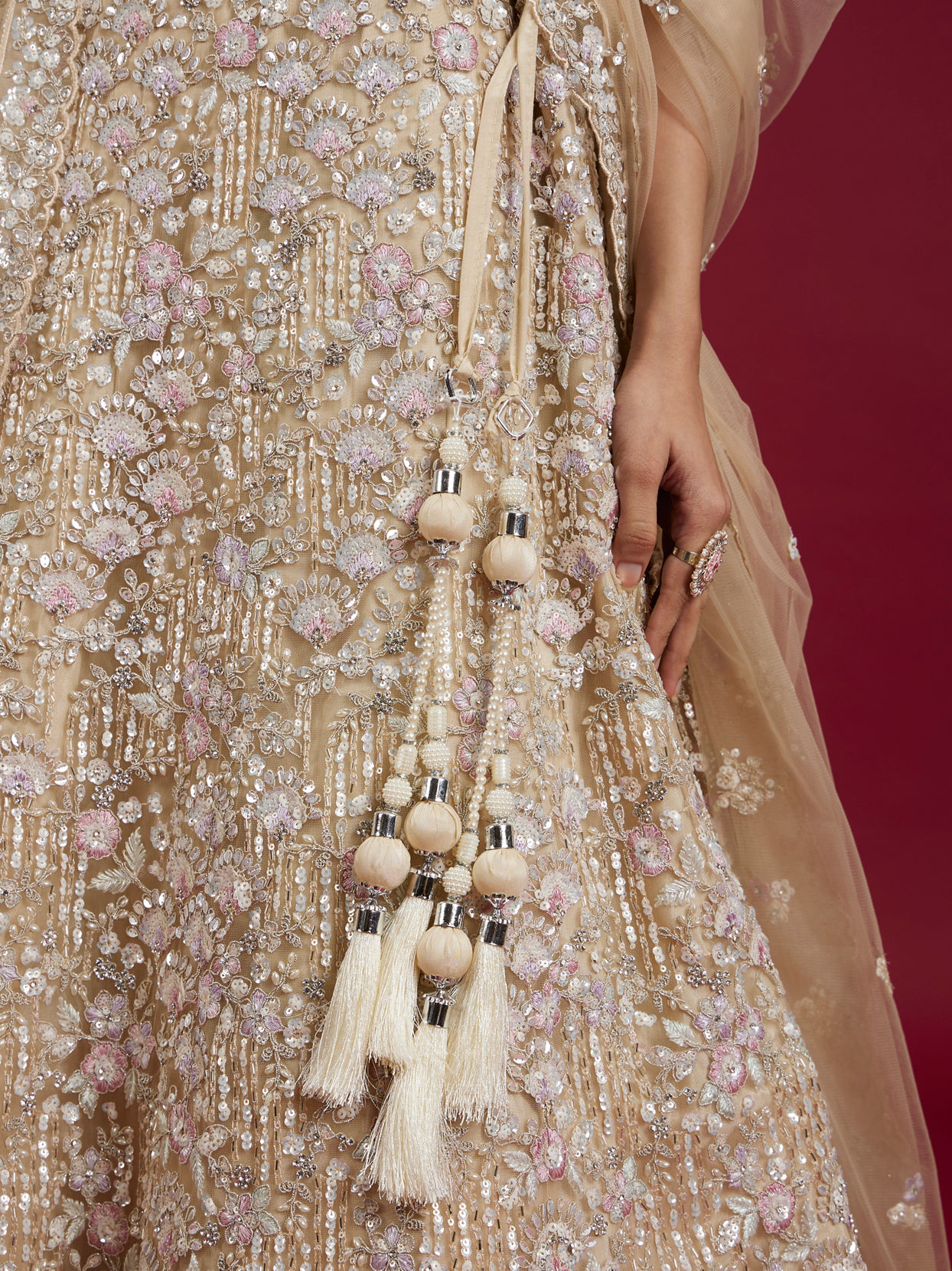 Mohey Women Cream Enchantment Lehenga
