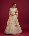 Elegant Cream Netted Lehenga