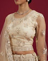 Mohey Women Elegant Cream Netted Lehenga