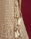 Mohey Women Elegant Cream Netted Lehenga