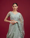 Mohey Women Pista Green Net Lehenga