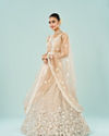Mohey Women Cream Embellished Royal Semi Bridal Lehenga