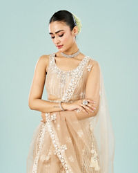 Mohey Women Cream Embellished Royal Semi Bridal Lehenga