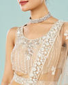 Mohey Women Cream Embellished Royal Semi Bridal Lehenga