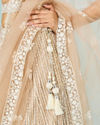 Mohey Women Cream Embellished Royal Semi Bridal Lehenga
