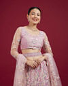 Mohey Women Graceful Purple Net Lehenga Set with Dupatta