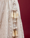 Mohey Women Exquisite Cream Net Lehenga Set with Dupatta