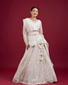 Exquisite Cream Net Lehenga Set with Dupatta