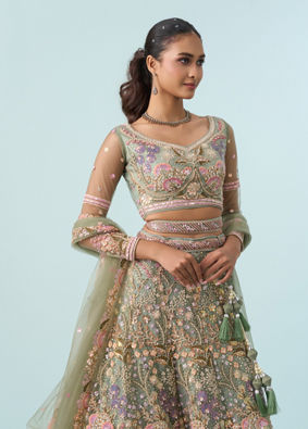 Mohey Women Emerald Bliss Lehenga