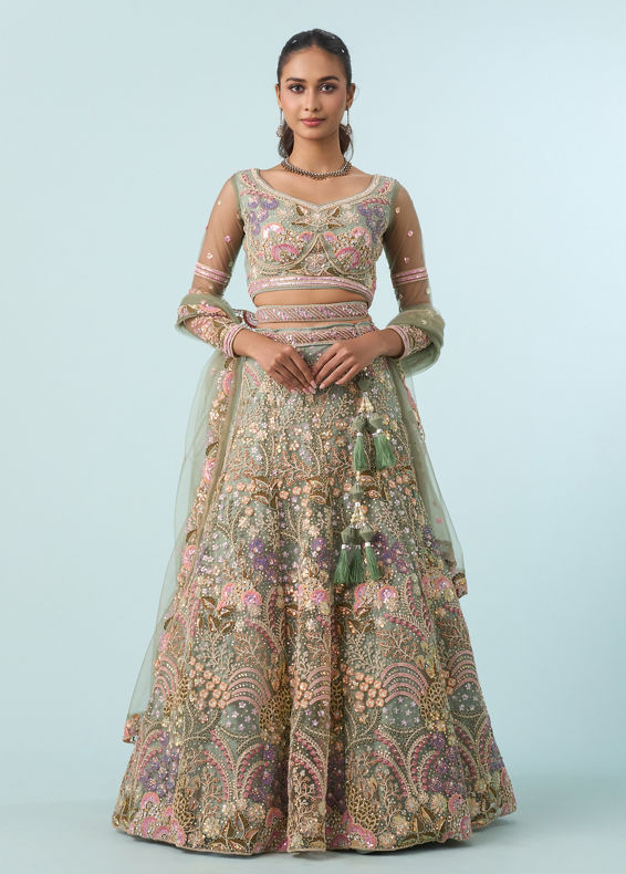 Mohey Women Emerald Bliss Lehenga