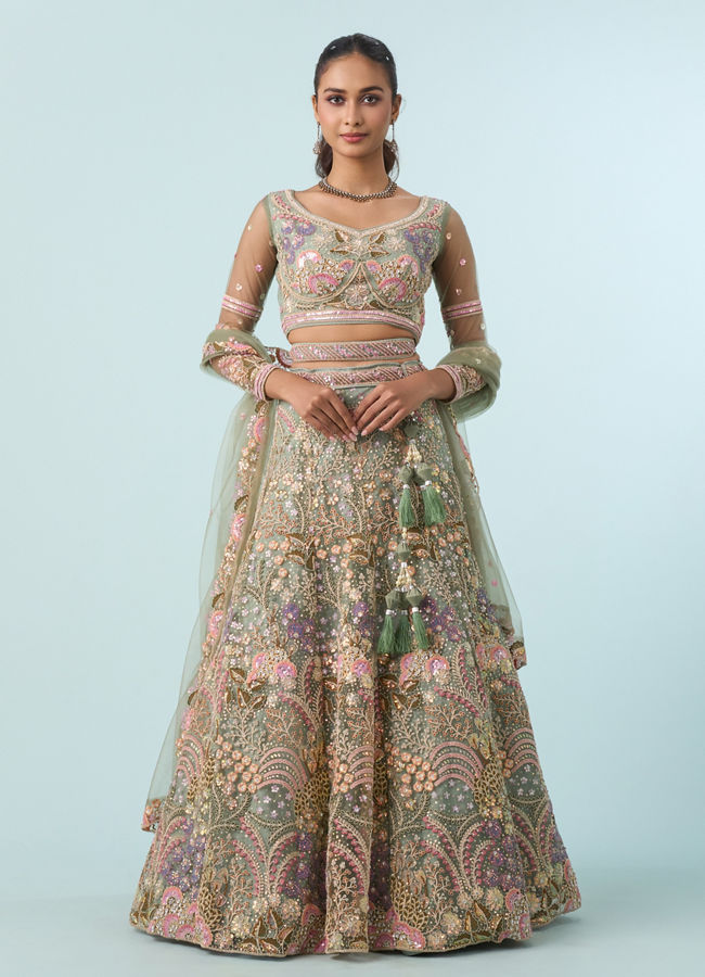 Mohey Women Emerald Bliss Lehenga