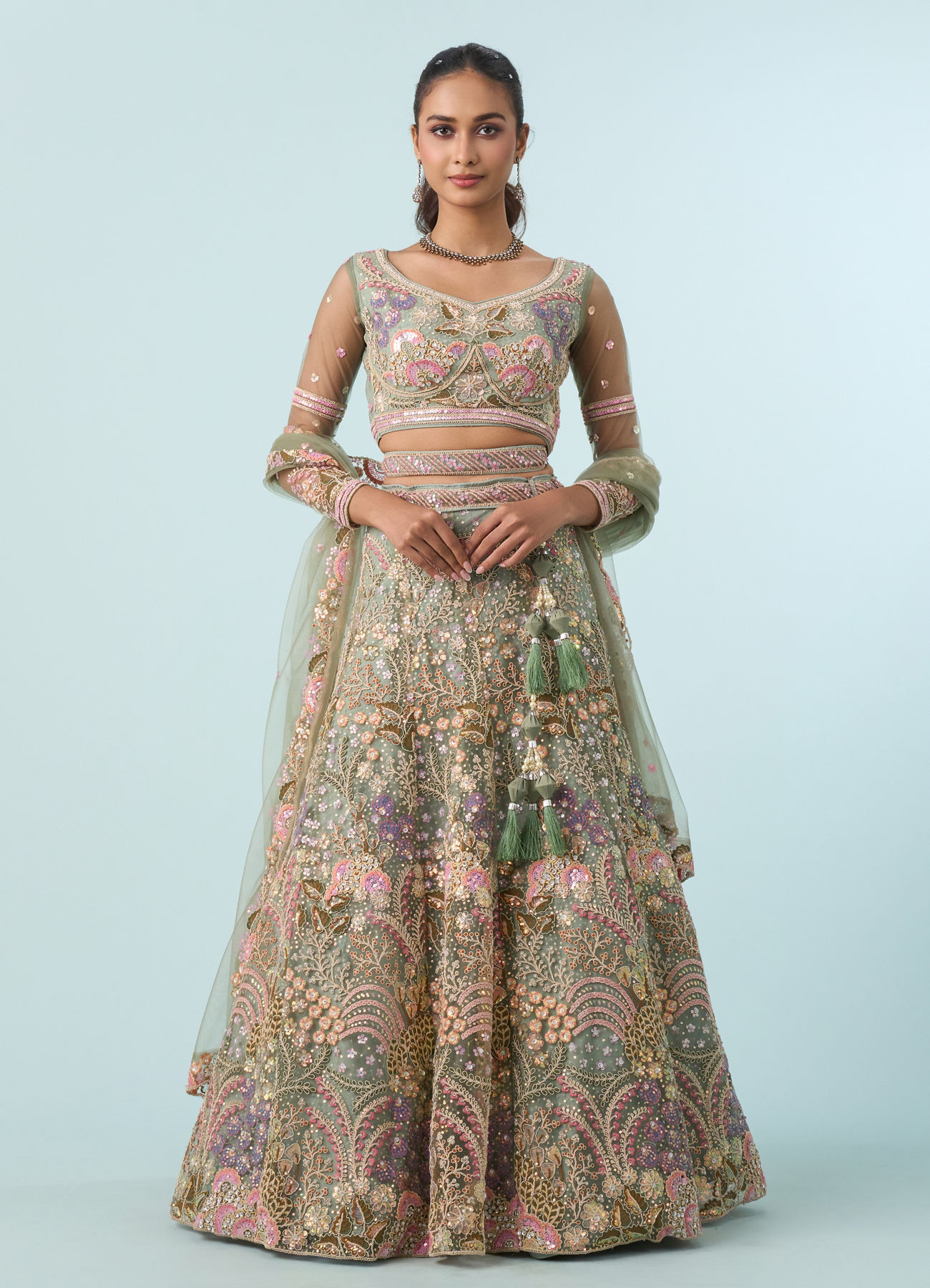 Mohey Women Emerald Bliss Lehenga