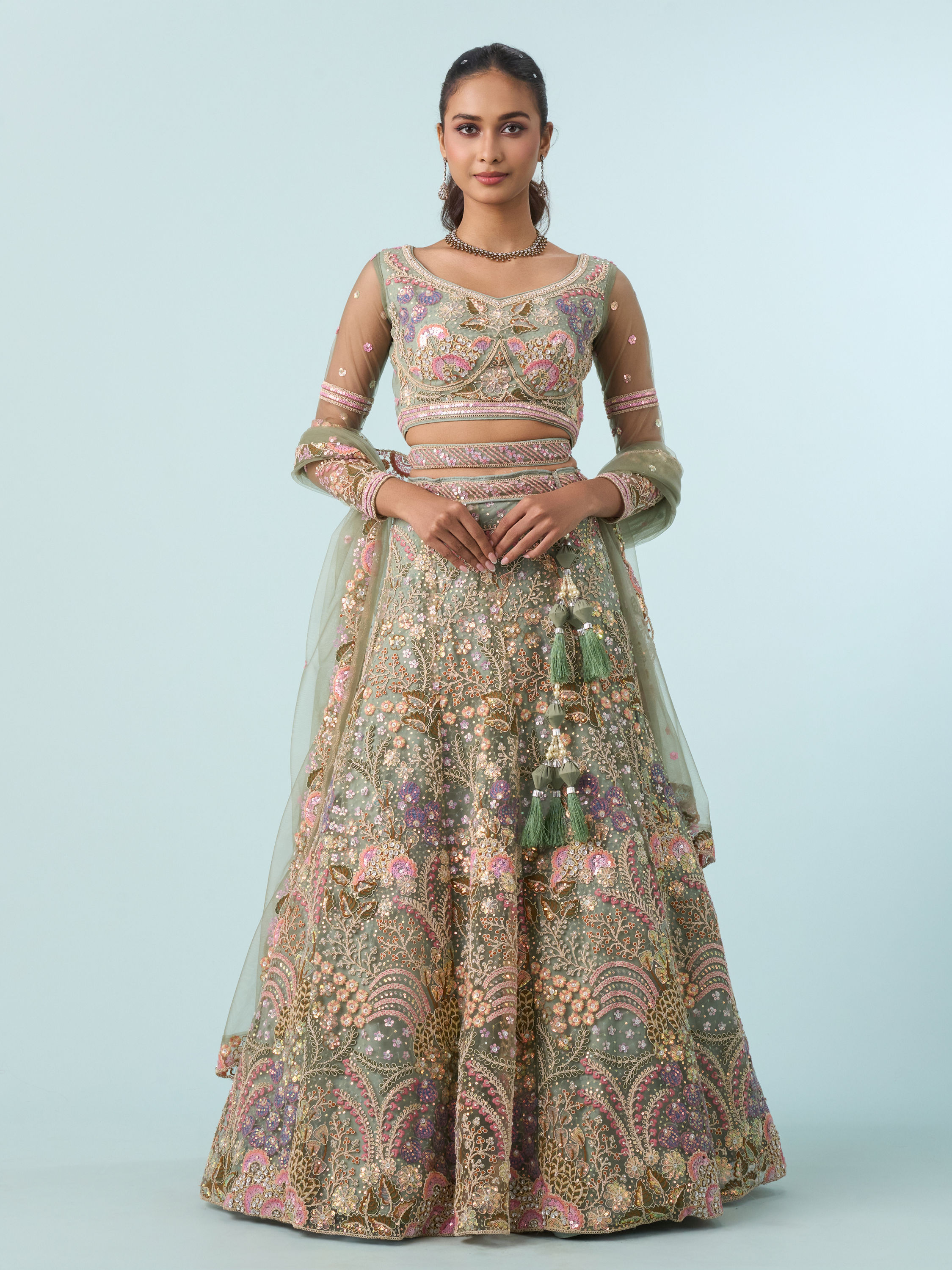 Mohey Women Emerald Bliss Lehenga