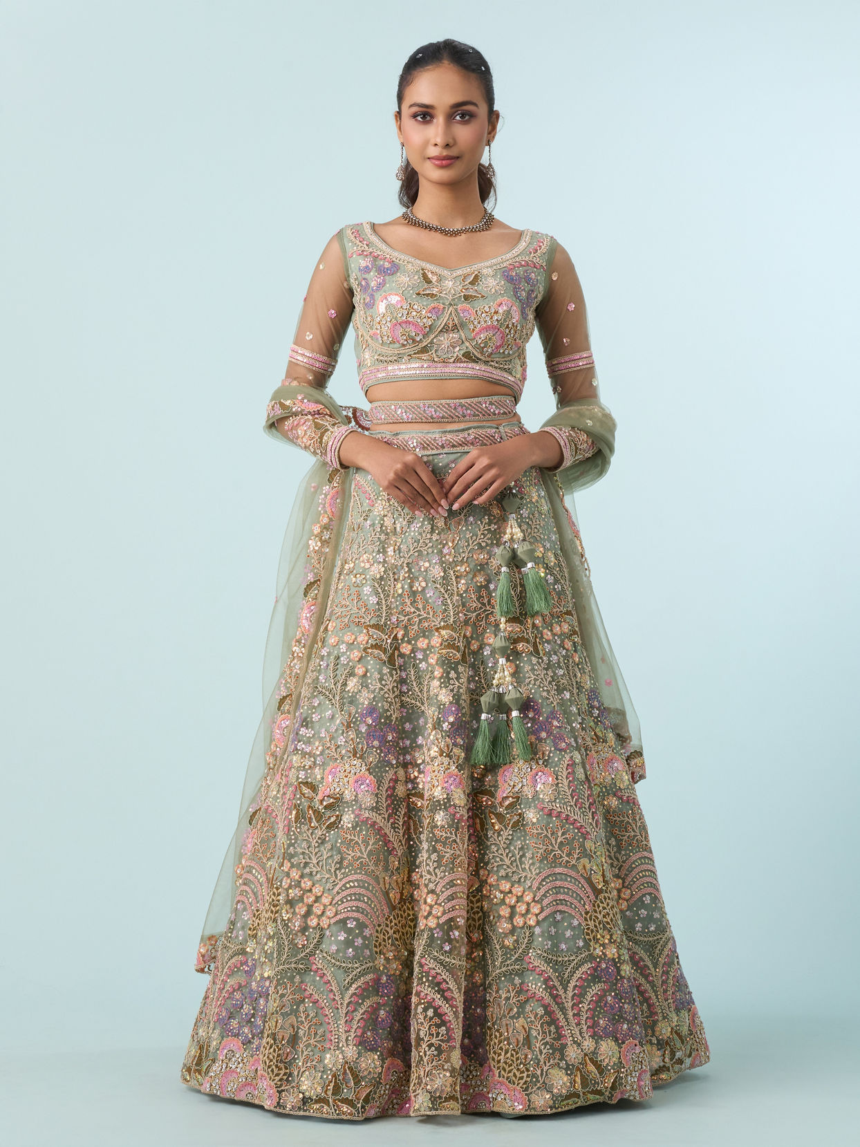 Mohey Women Emerald Bliss Lehenga