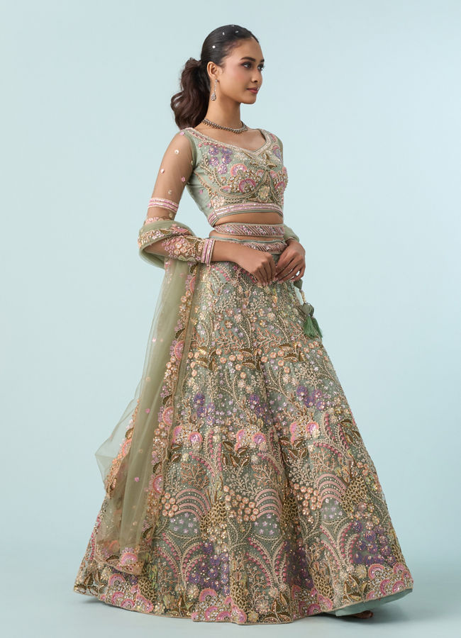 Mohey Women Emerald Bliss Lehenga