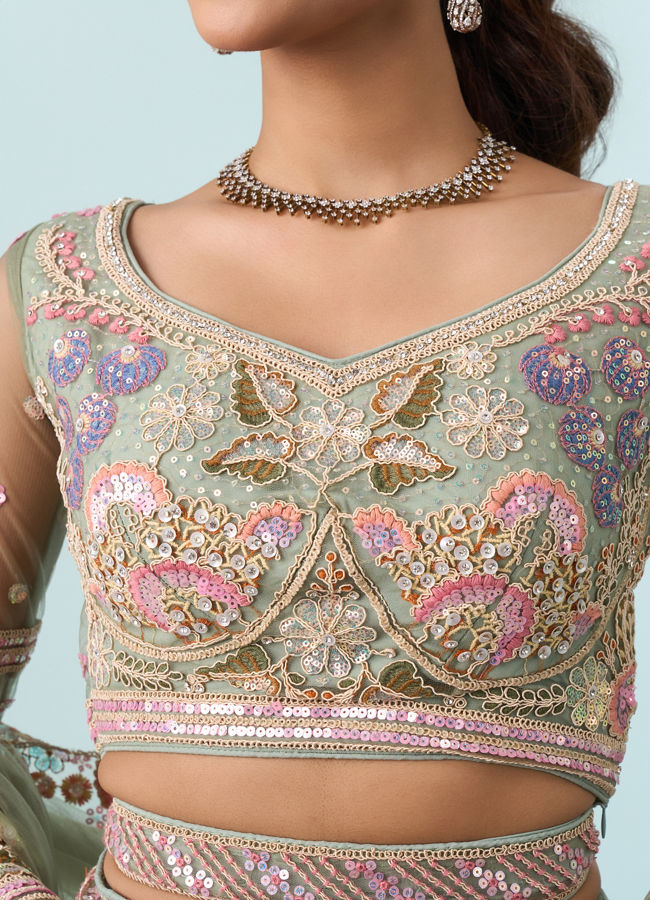 Mohey Women Emerald Bliss Lehenga