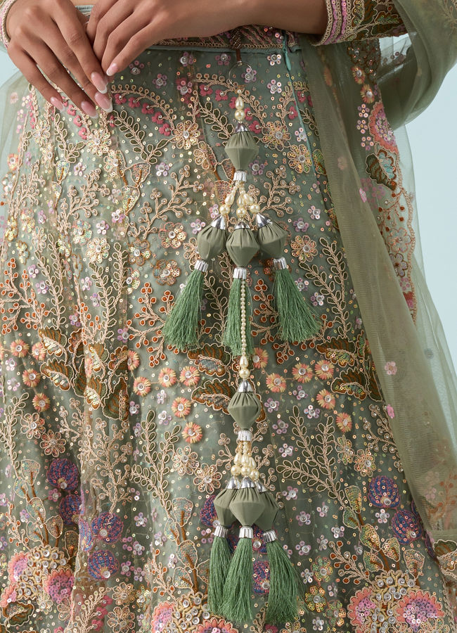 Mohey Women Emerald Bliss Lehenga