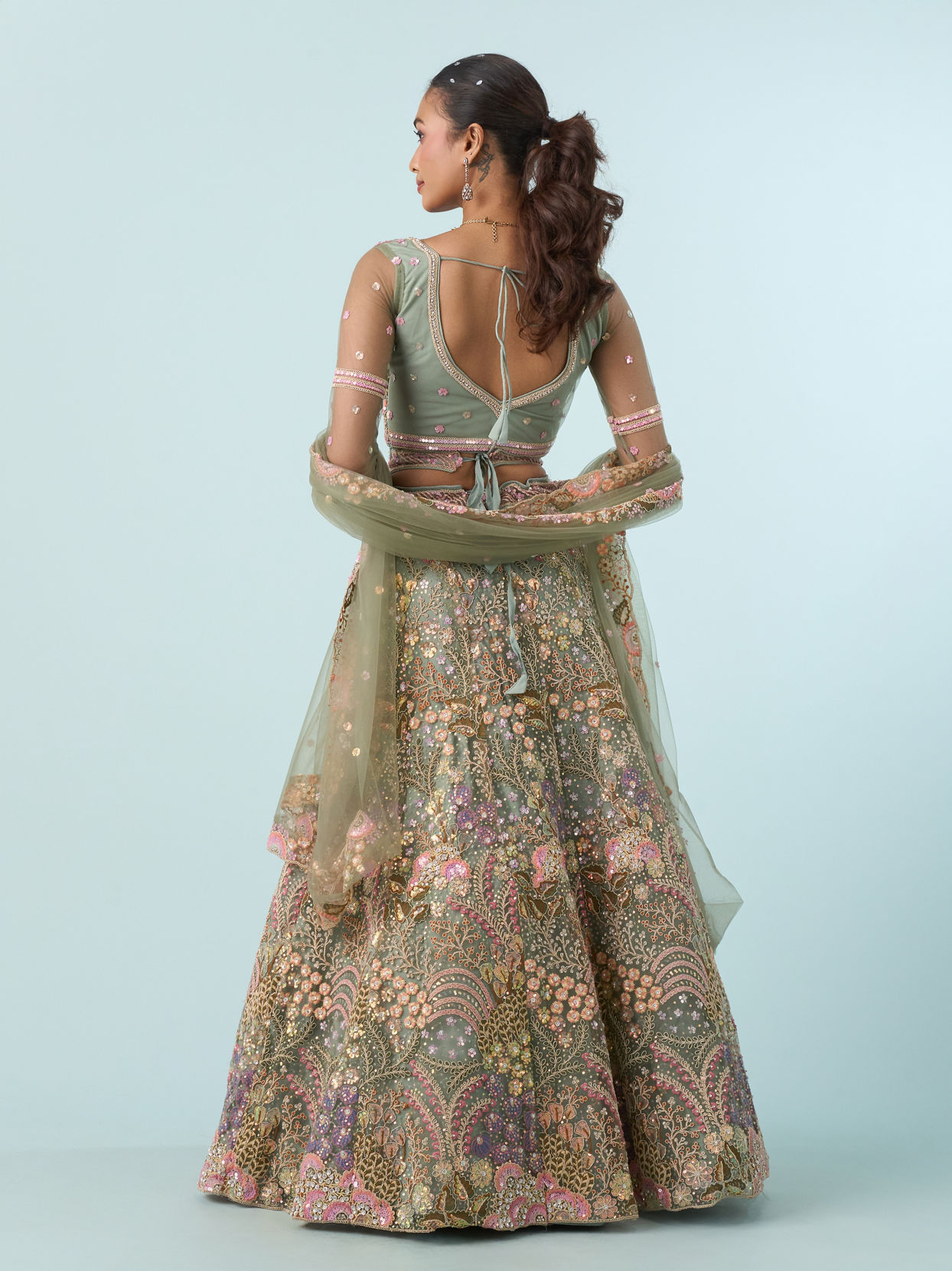 Mohey Women Emerald Bliss Lehenga