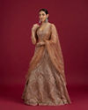 Mohey Women Fawn Net Ensemble Lehenga