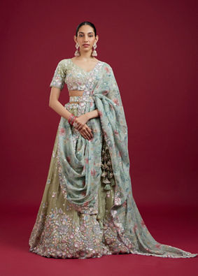 Mohey Women Pista Green Elegance Lehenga