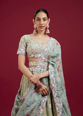 Mohey Women Pista Green Elegance Lehenga