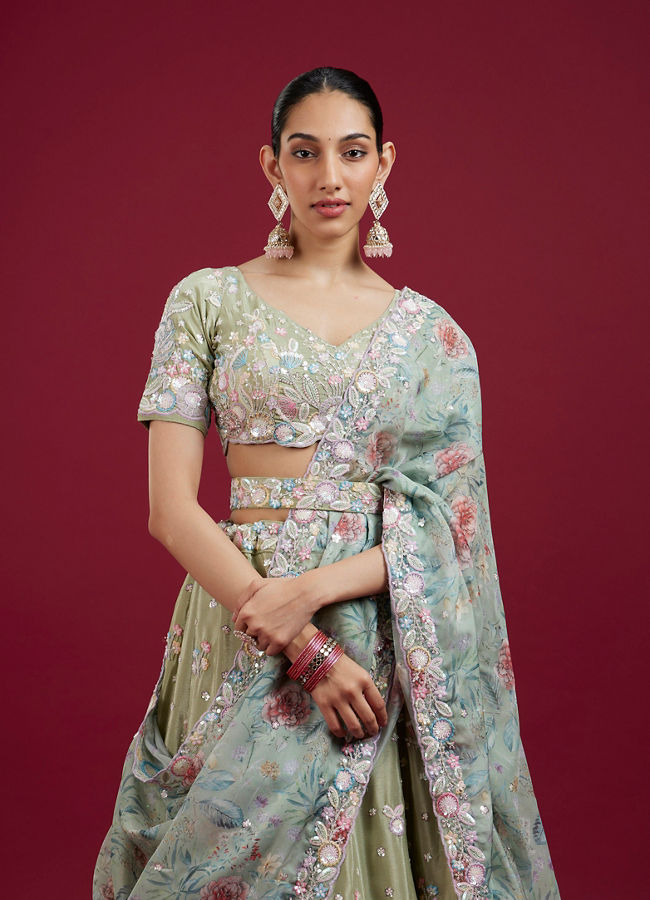 Mohey Women Pista Green Elegance Lehenga