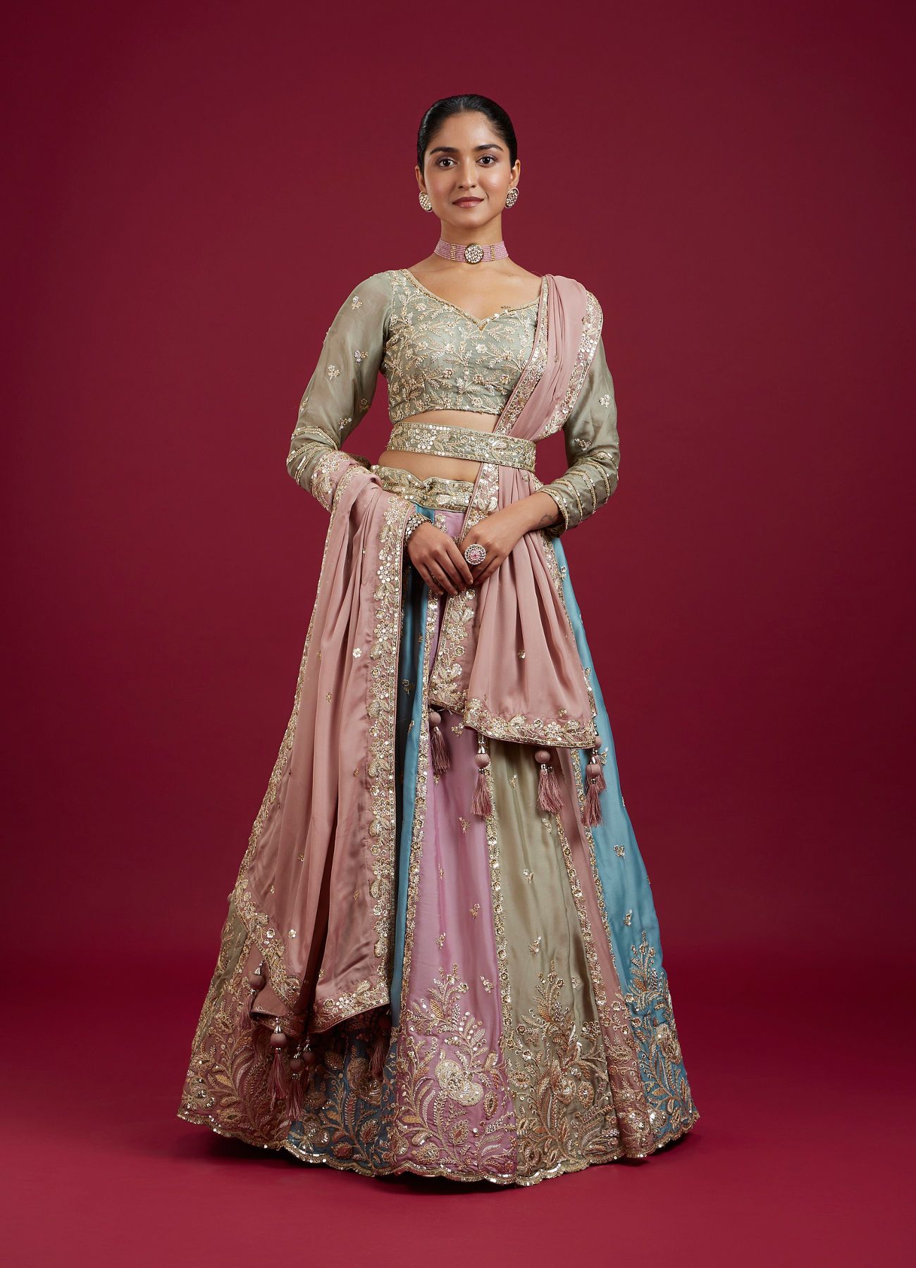 Mohey Women Dusty Pink Radiance Lehenga