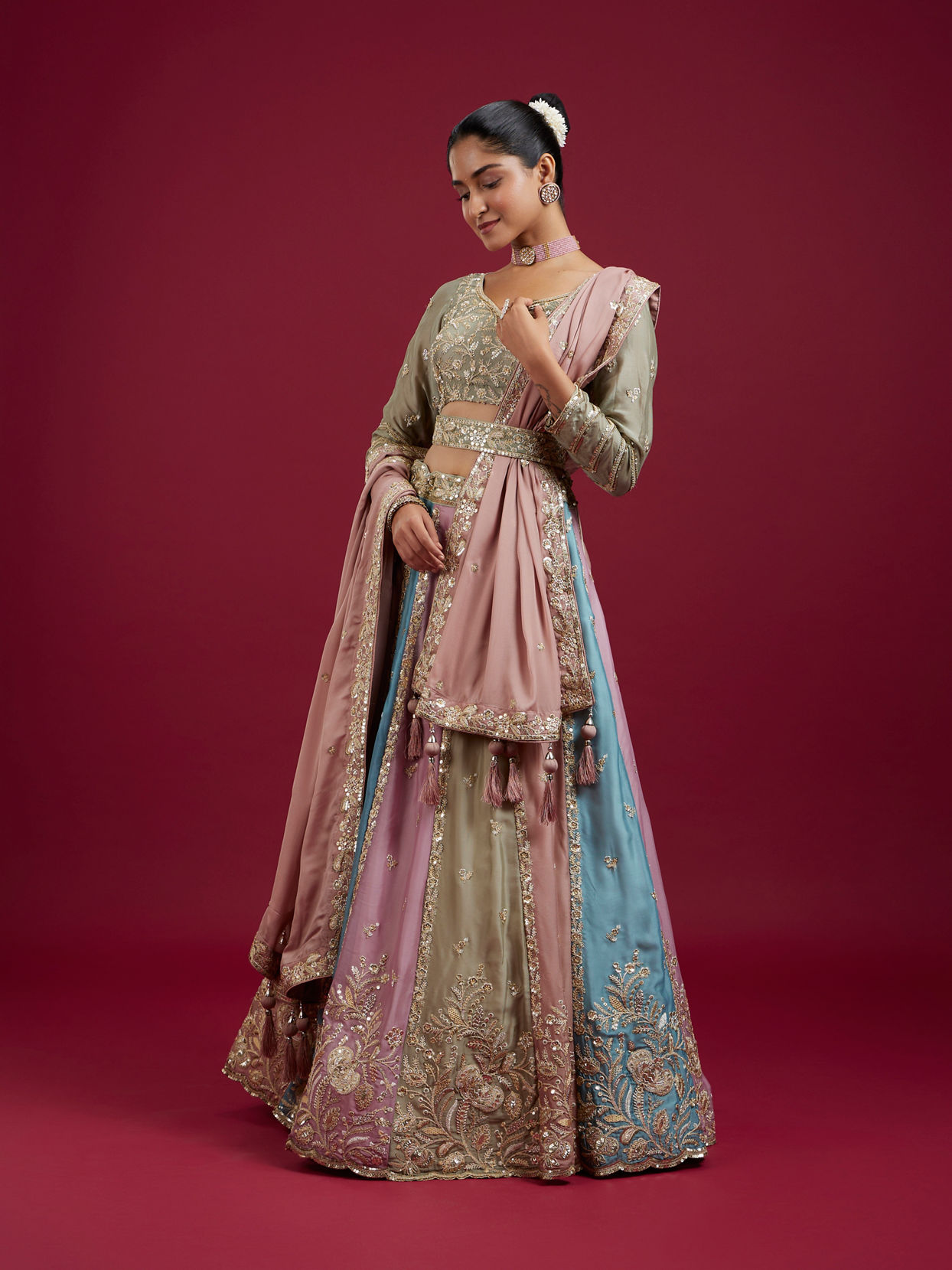 Mohey Women Dusty Pink Radiance Lehenga