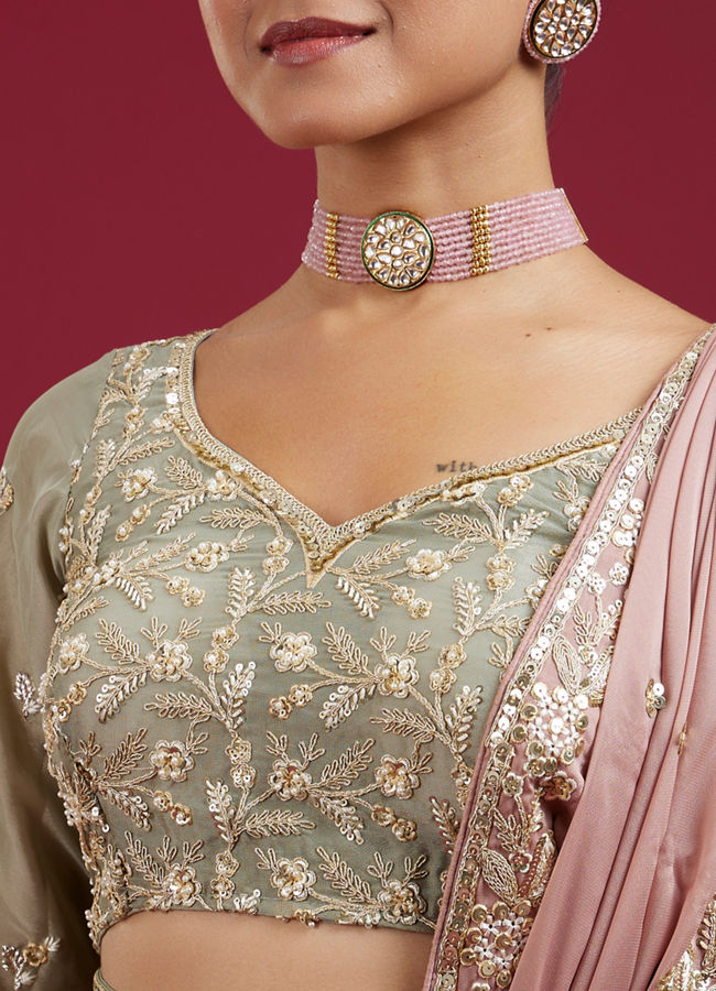 Mohey Women Dusty Pink Radiance Lehenga