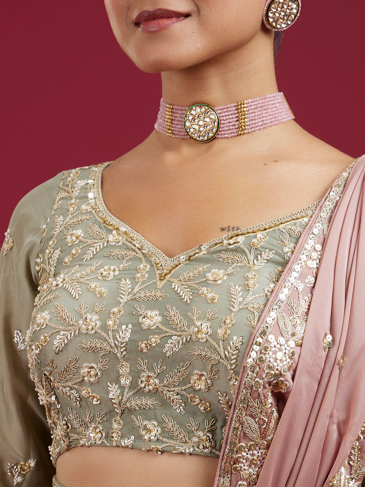 Mohey Women Dusty Pink Radiance Lehenga