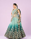 Mohey Women Ethereal Sea Green Semi Bridal Lehenga