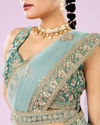 Mohey Women Ethereal Sea Green Semi Bridal Lehenga
