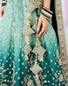 Mohey Women Ethereal Sea Green Semi Bridal Lehenga