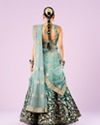 Mohey Women Ethereal Sea Green Semi Bridal Lehenga