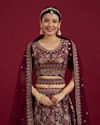 Mohey Women Wine Georgette Extravagance Lehenga