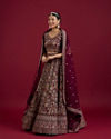 Mohey Women Wine Georgette Extravagance Lehenga