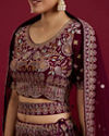 Mohey Women Wine Georgette Extravagance Lehenga