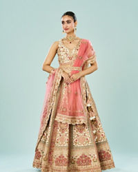 Mohey Women Cream Dream Enrichment Bridal Lehenga