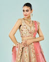 Mohey Women Cream Dream Enrichment Bridal Lehenga
