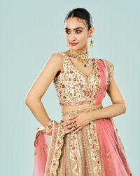 Mohey Women Cream Dream Enrichment Bridal Lehenga