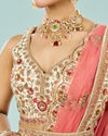 Mohey Women Cream Dream Enrichment Bridal Lehenga