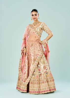 Mohey Women Enchanting Cream Bridal Lehenga
