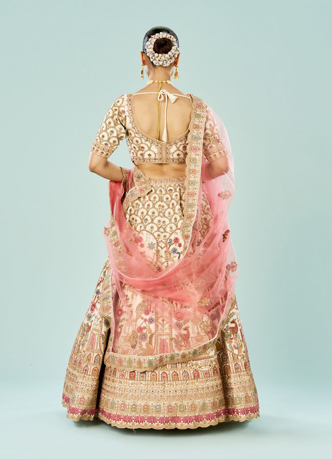 Mohey Women Enchanting Cream Bridal Lehenga
