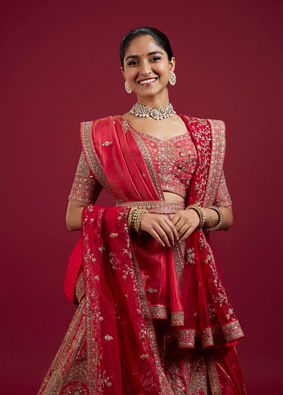 Mohey Women Gajree Pink Fantasy Lehenga